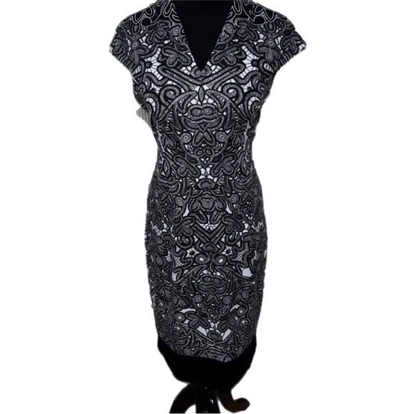 Maggy London Black and Silver Sequin Sheath Dress - Picture 1 of 3